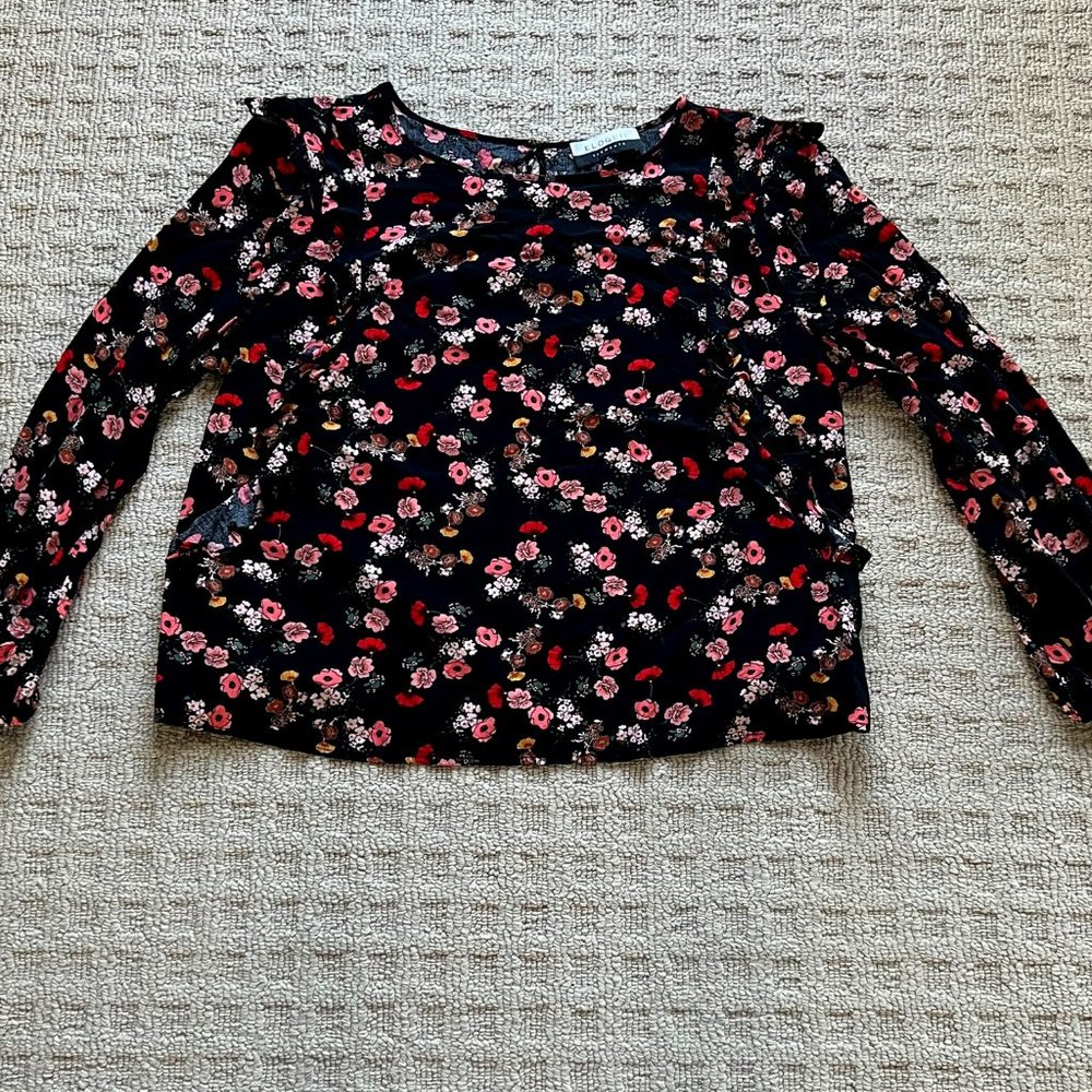 Eloquii Elements Black Long Sleeve Ruffle Detail Blouse - 18